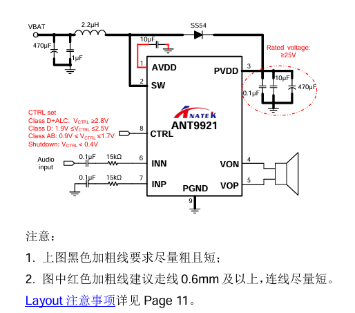 ANT9921,30W,单通道,内置自适应升压,H类音频功率放大器
