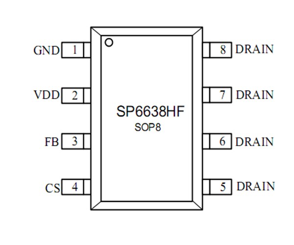 SP6638HF，恒功率，支持低压直充的PWM芯片，18W，内置MOS