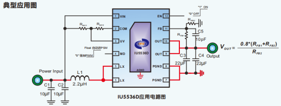 IU5536:0.5V低输入电压3A高效率升压DCDC