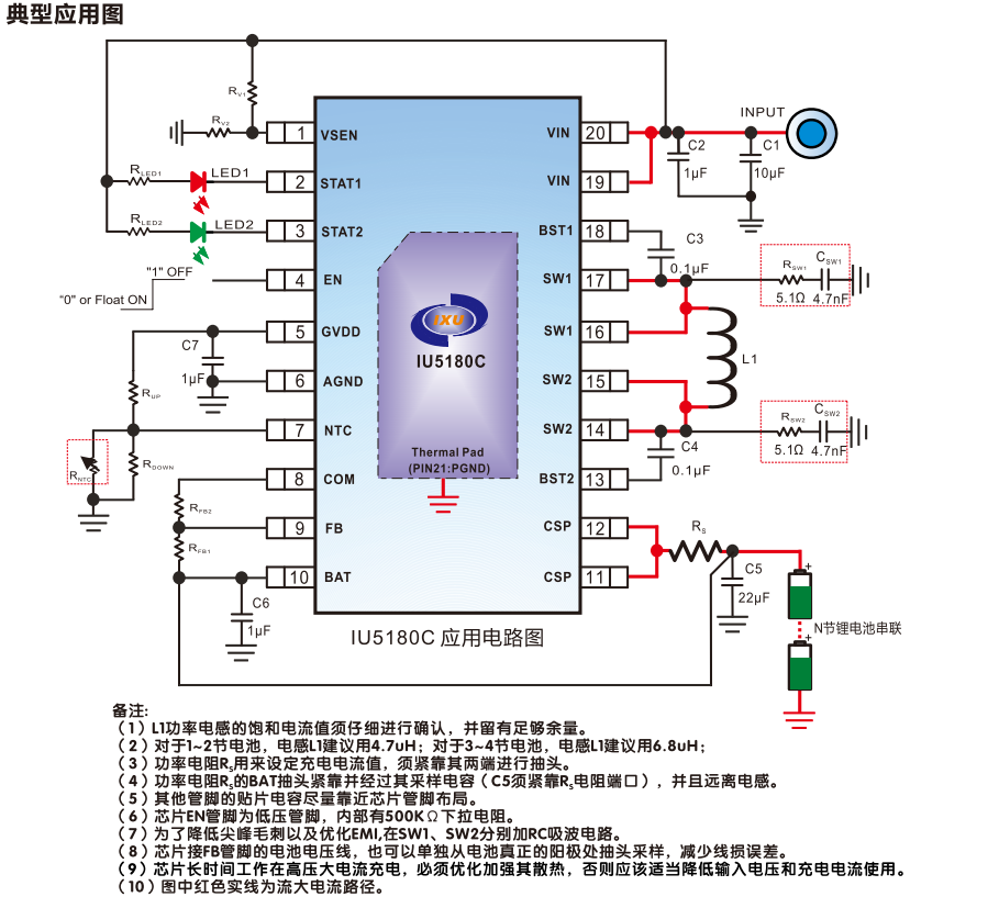 IU5180：功率管全集成,30 VOVP功能,3A充电电流,1~4节锂电池升降压充电芯片